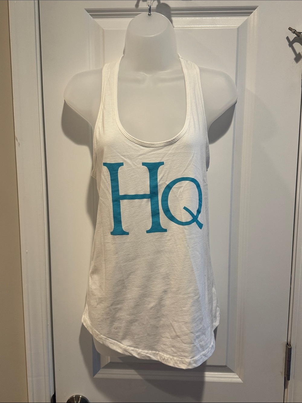 Ideal T White Tank Top with Teal HQ Print